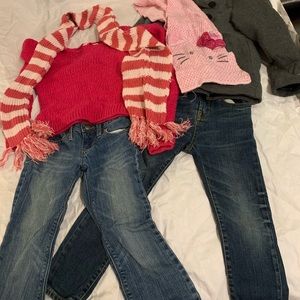 Girls clothes lot. Size 5 jeans, coat size 6, sweater small